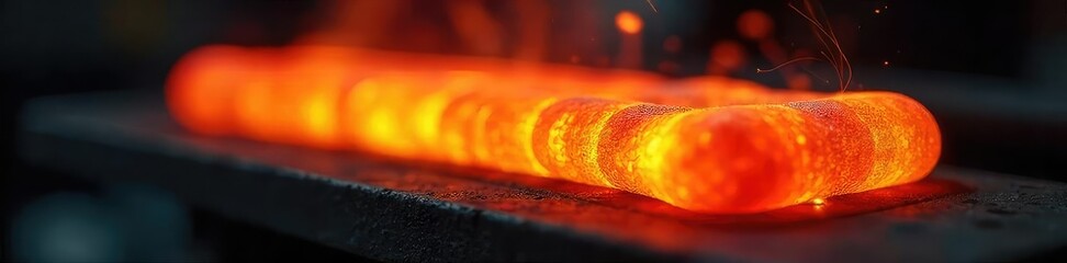 Close-up of a glowing heating element radiating intense heat, perfect for industrial or scientific applications The vibrant orange glow highlights the intense thermal energy , warm, heating