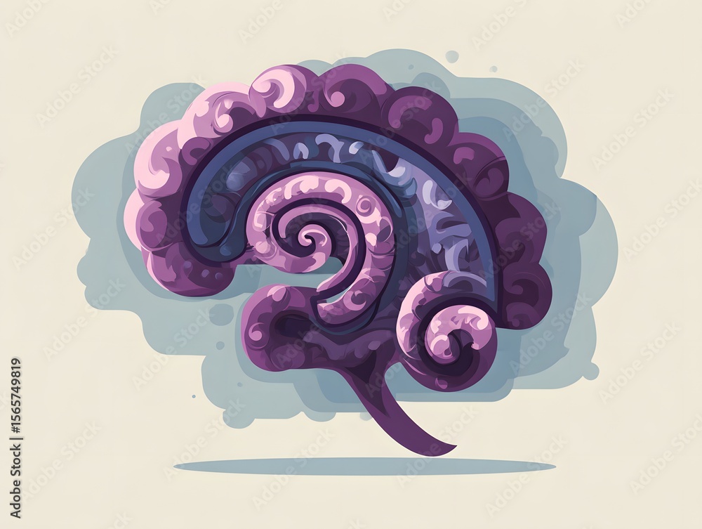 Poster an artistic interpretation of a brain's intricate design and intelligence, revealing the complexity 