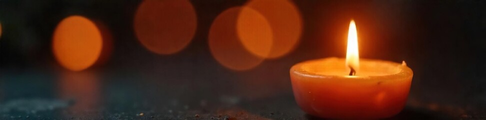 Close-up of a brightly lit candle flame, casting a warm glow Perfect for themes of hope, serenity, and relaxation The soft light creates a mesmerizing ambiance , hygge, stillness