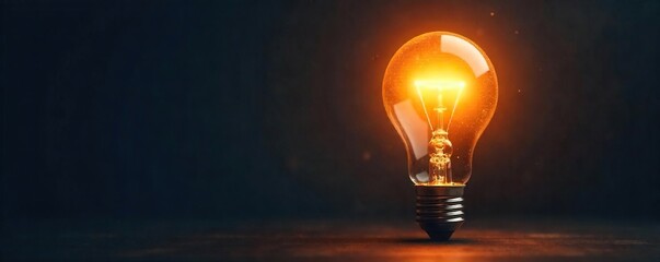A glowing light bulb illuminates a dark background, radiating bright ideas and innovative solutions Perfect for concepts of inspiration, creativity, and problem-solving , glow, energy, idea