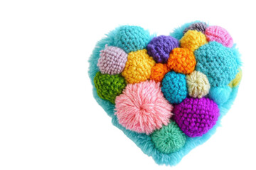Colorful Heart Craft Decorate with pom poms For Valentine's Day And Love
