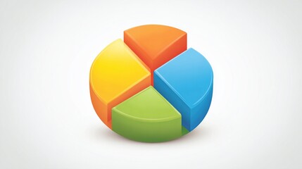 Colorful 3D pie chart graphic with four segments