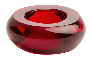 Observe Round Glass Container with Red Hue and Reflection Theme