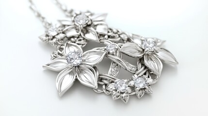 Fototapeta premium Ornate floral necklace with sparkling gems.