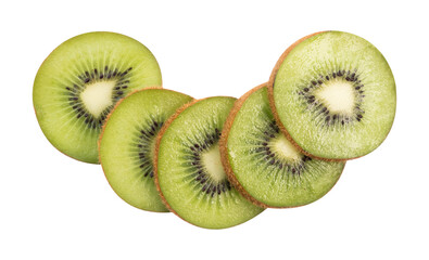 sliced kiwi on white background isolated