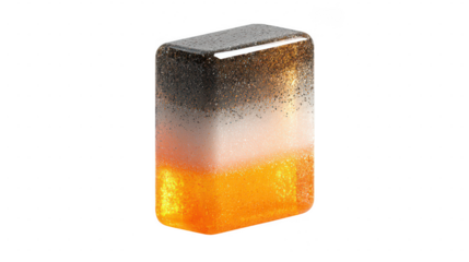 Rectangular prism with gradient glitter effect isolated on transparent background