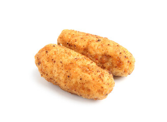 Tasty fried golden croquettes isolated on white