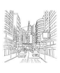 Line Art of Lan Kwai Fong, Hong Kong