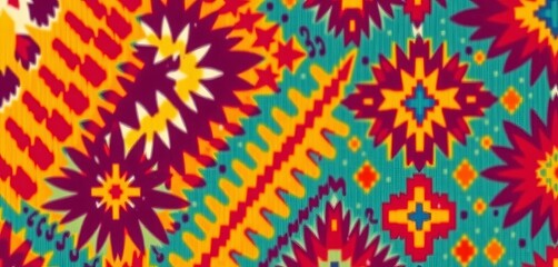 Vibrant ikat abstract textile, intricate ethnic design in rich colors,  design,   red