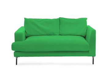Green sofa isolated on white. Furniture for living room interior