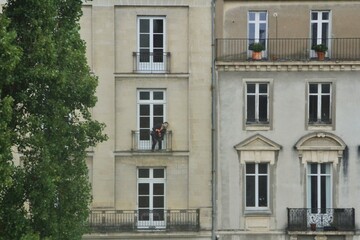 Editorial photo from September 13, 2015 about the face of an apartment building in Nantes, France....