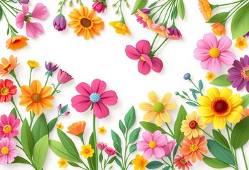 Fototapeta premium Vibrant flat cartoon floral bouquets, isolated on white Perfect for spring, wedding, or celebration designs, pretty, flower bouquet