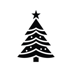 icon xmas tree.Simple Black Christmas Tree Icon Festive Holiday Symbol for Winter Celebrations