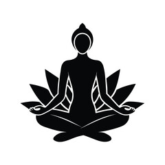 Serene Yoga Silhouette Lotus Position Meditation Icon