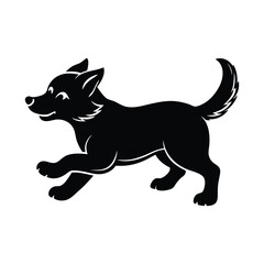 Joyful Puppy Silhouette Playful Canine Illustration