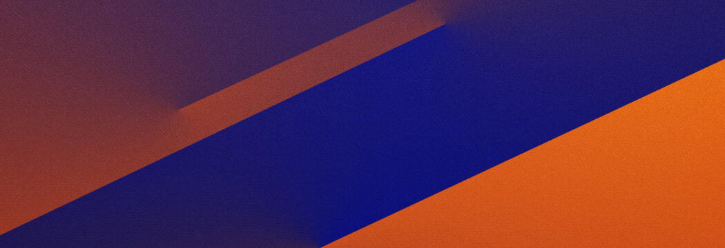 Burnt orange deep blue abstract modern background. Geometric shape. Line stripe diagonal triangle. Bright light neon color glow metallic. Template. Design. Wide banner. Panoramic. Sale ad.