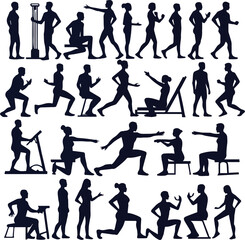 People engaging in various exercises and activities at a gym