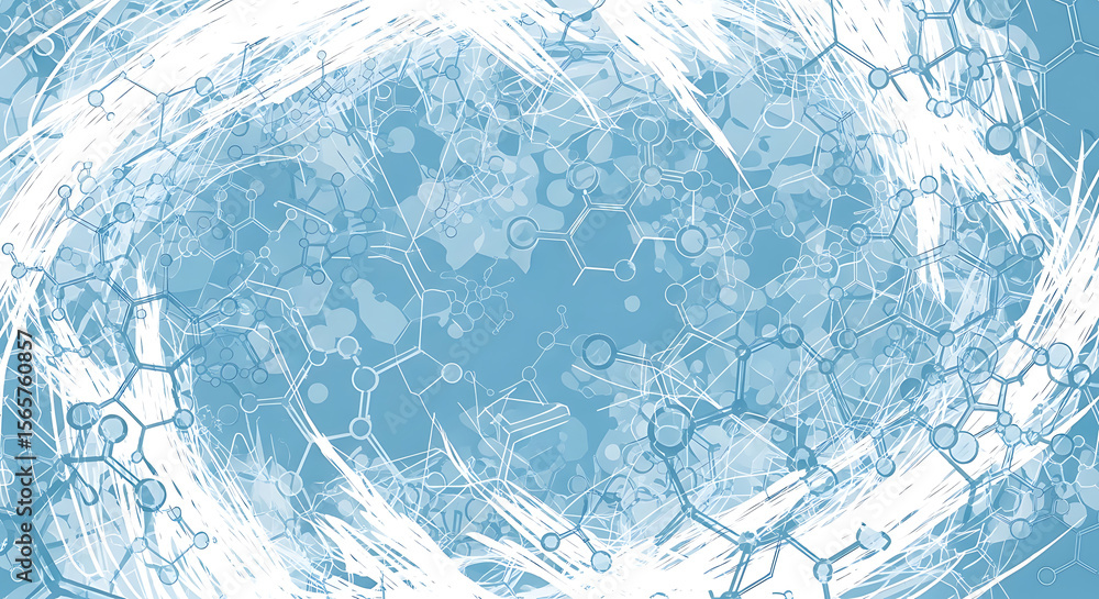 Aufkleber abstract background with molecular structures and brush strokes, creating a dynamic and textured des