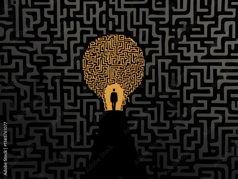 Poster a thought-provoking conceptual depiction that encapsulates the complexities of human problem-solving
