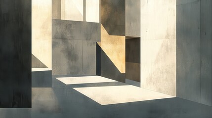 Obraz premium Interior architectural rendering of a modern concrete space.