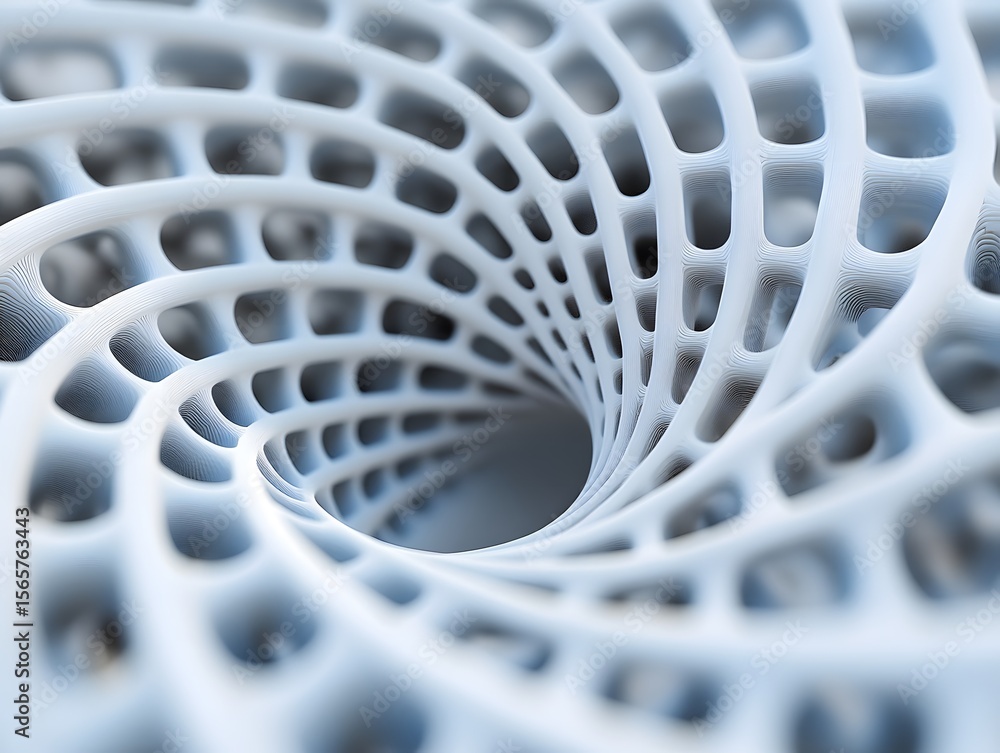 Poster a captivating 3d-rendered abstract design showcasing a spiraling lattice, offering a mesmerizing ble