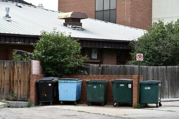 Dumpster coral in alleyway.