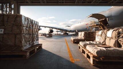 Air Freight Cargo Pallets and Airplane
