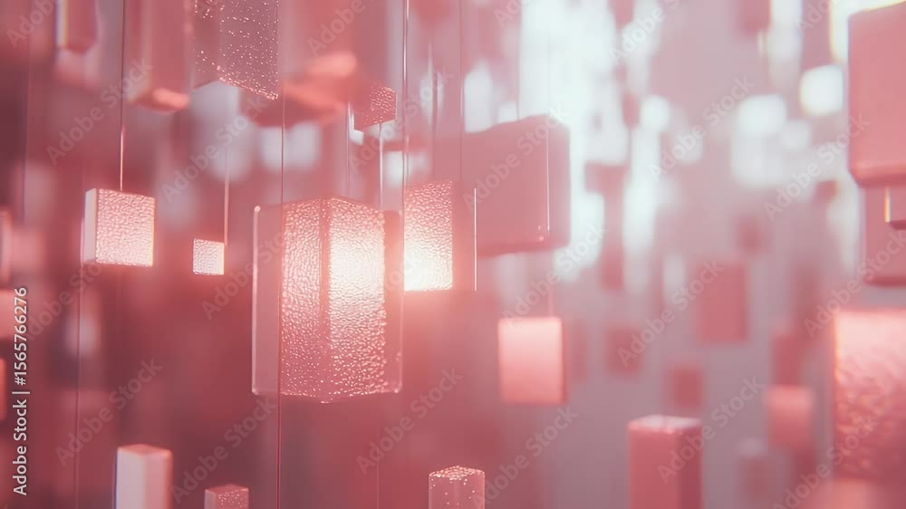 Aufkleber abstract geometric shapes in pink tones create a dreamy atmosphere hanging with blurred background. 
