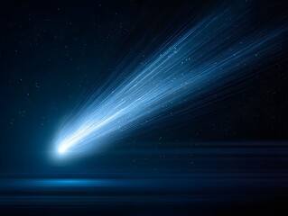 A majestic comet streaks across the deep space canvas, a cosmic dancer leaving a trail of brilliant light, the vastness of the universe unfurls before the observer's eyes.