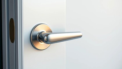 Sleek, modern metal door handle, polished finish, polished, metal