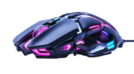AI gaming mouse with adaptive DPI,Transparent background, PNG file