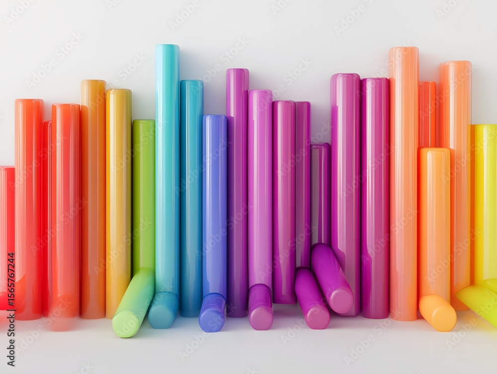 Poster a vibrant array of colorful tubes stands tall, presenting a lively palette. the gradient hues and st
