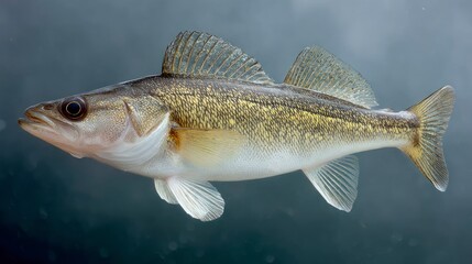 Perch underwater closeup