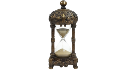 Antique brass hourglass with sand,Transparent background, PNG file