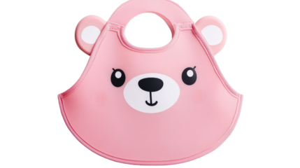 Baby bib with cute animal face Transparent background, PNG file