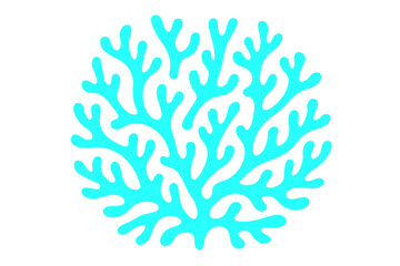 Stylized light blue coral illustration on transparent background, promoting ocean conservation and marine life awareness