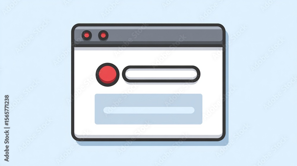 Poster website window with graphic elements on plain background to illustrate website mockups