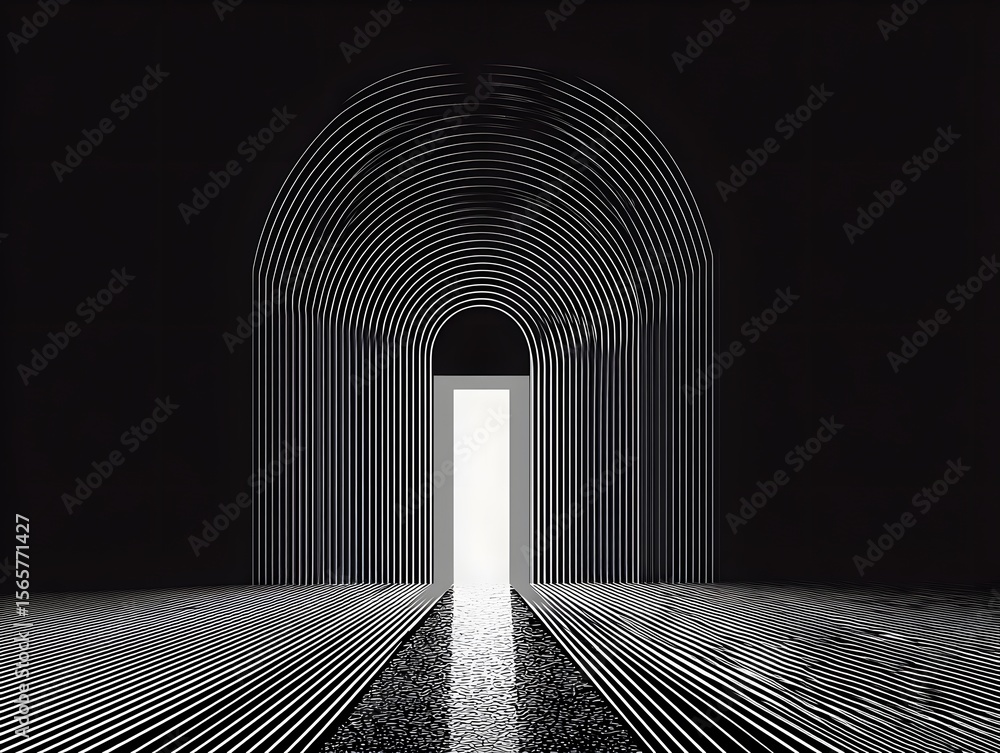 Aufkleber a striking and minimalist architectural design is showcased. an intriguing tunnel of lines with an i