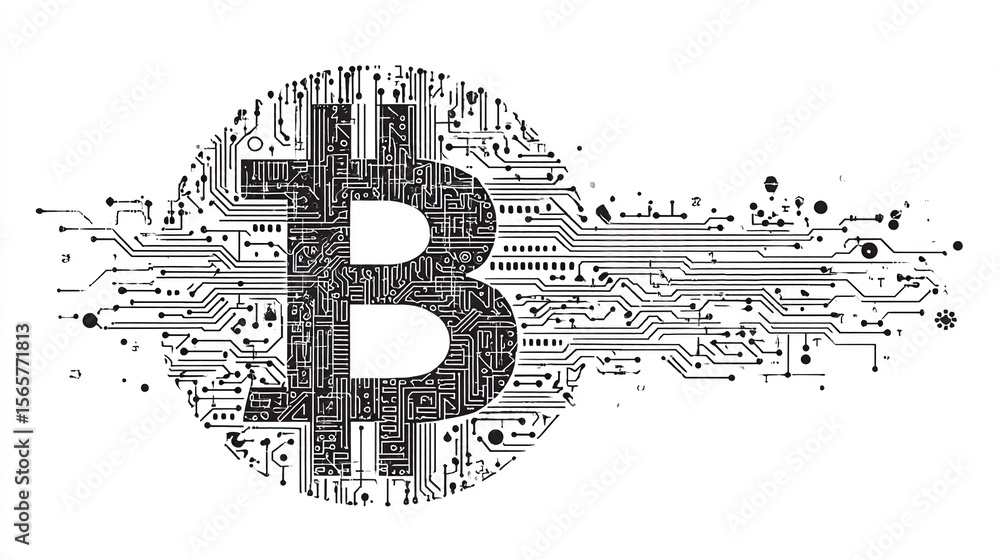 Poster digital crypto representation of the letter 