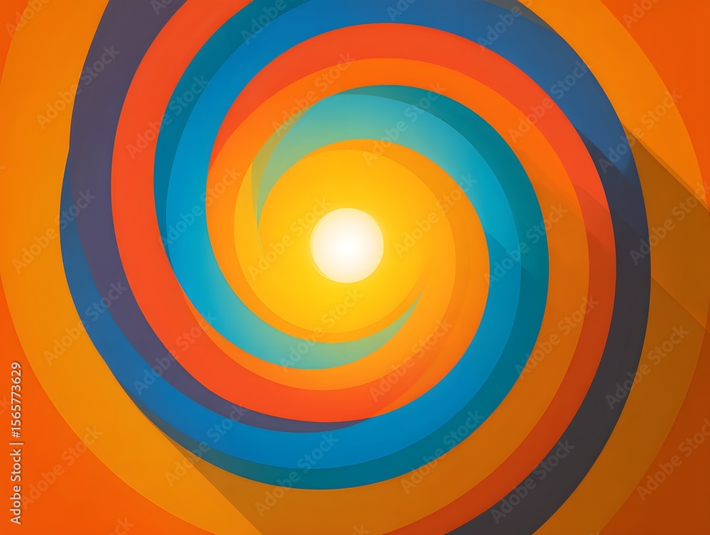 Poster abstract spiral artwork features a captivating design with a vibrant color palette and shadow effect