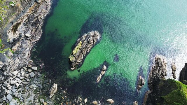 Kinsale, Ireland, May 22, 2024: The Old Gead Cliffs and Golf Course Near Kinsale from a UAV Drone on the Kinsale Cape Country Cork.