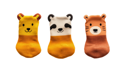Baby socks with animal face Transparent background, PNG file