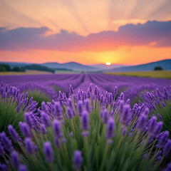 Fototapeta premium lavender field at sunset