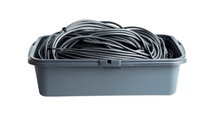 Cable organizer box with lid, Transparent background, PNG file