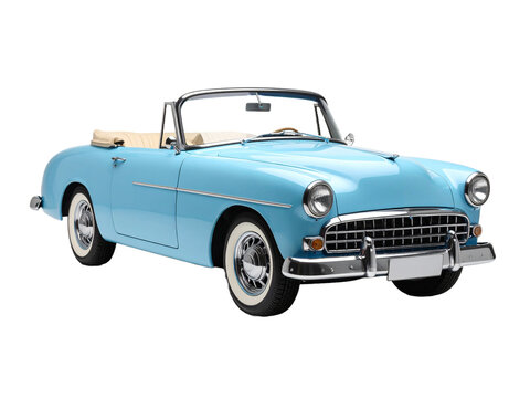 Lightblue vintage convertible car suitable for travel, transportation, retro concepts for advertising, marketing materials, or blog posts on automotive history.
