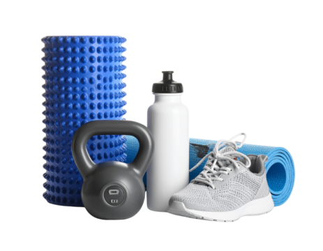 Minimal Home Gym Equipment Flat Lay – Fitness Transparent Background PNG