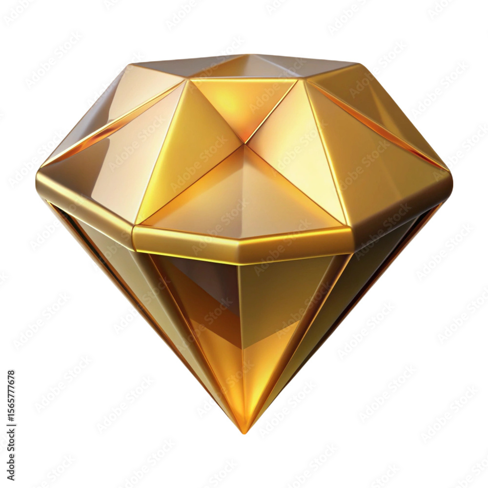 Aufkleber elegant three-dimensional rendering of a shimmering golden diamond with a black background