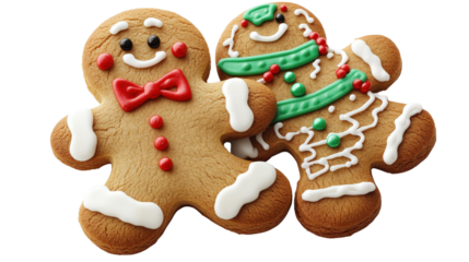 Christmas gingerbread man cookie, Transparent background, PNG file