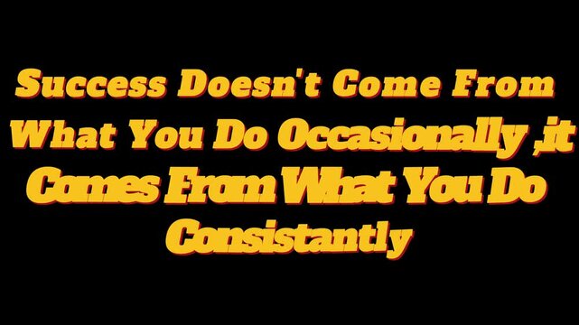 Motivational quote about success and consistency in yellow text on black background