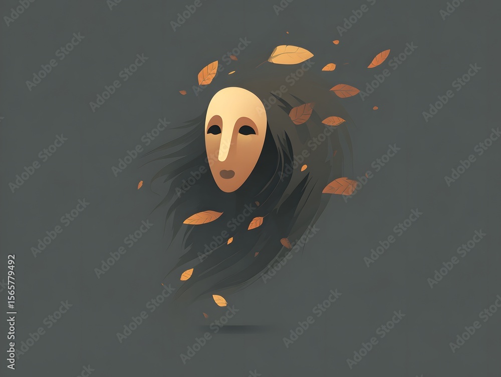 Poster an abstract representation of inner turmoil and a search for identity. a stark illustration where th